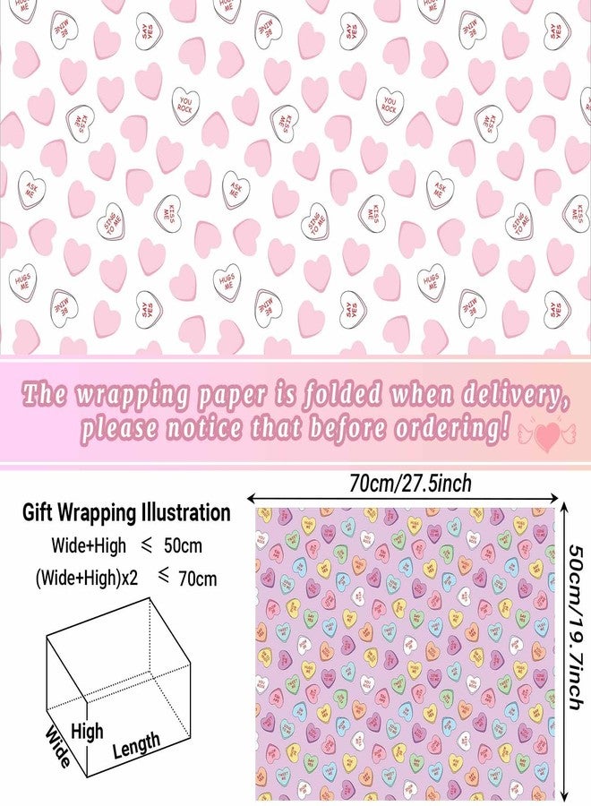 Sanixin 12 Sheets Valentine's Day Wrapping Paper Colorful Kiss Me Candy Heart Gift Wrap Paper for Wedding Anniversary Bridal Shower DIY Craft, 19.7 x 27.6 Inch, Folded Flat, 4 Patterns - Image 2